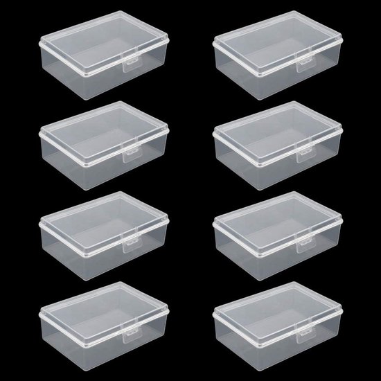 Kleine transparante doosjes met deksel - 8 stuks - Bol