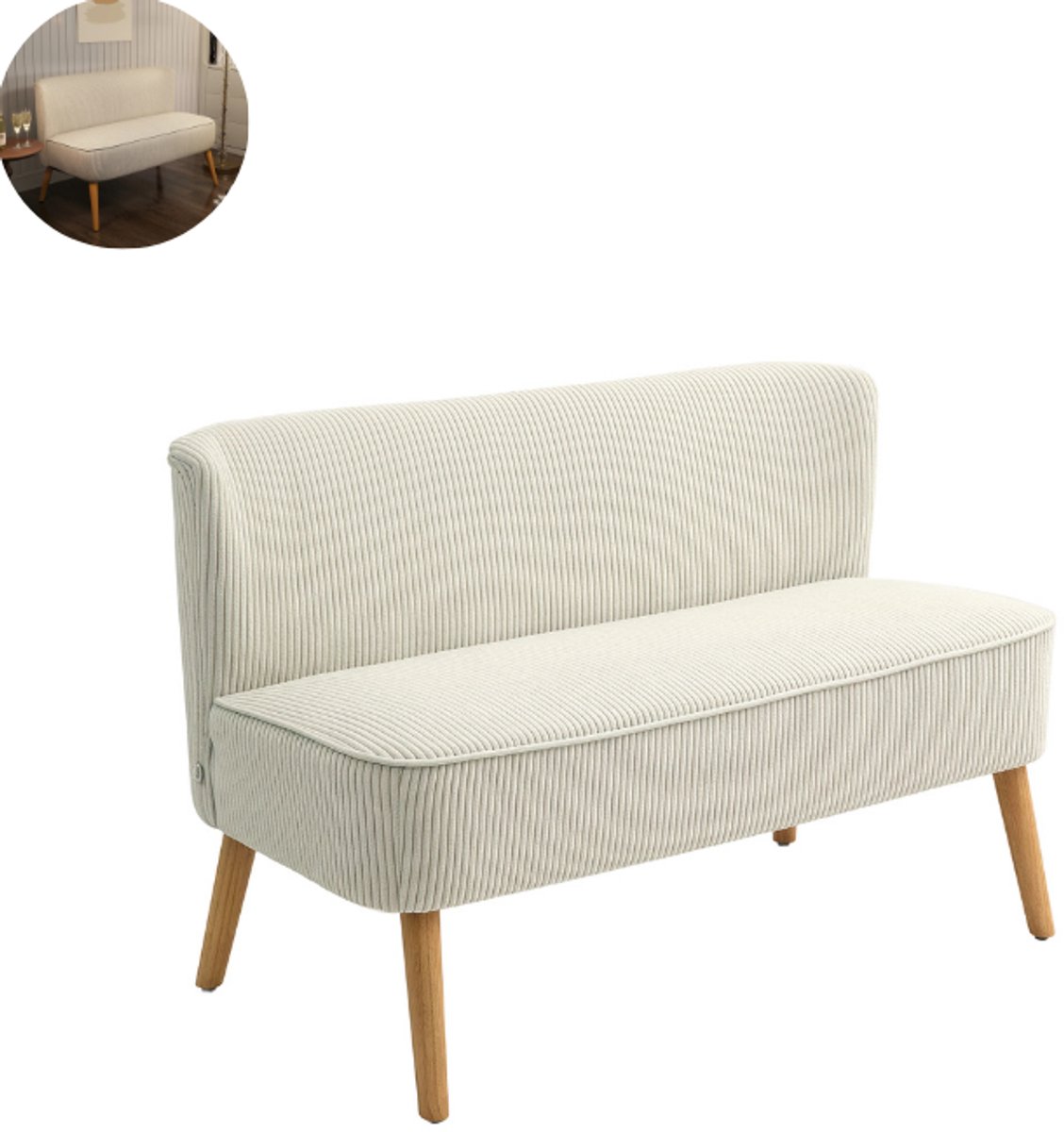 GranMaison Tweezitsbank - Sofa - Stof - Zetel - Fauteuil - Tweezit - Beige Crème wit