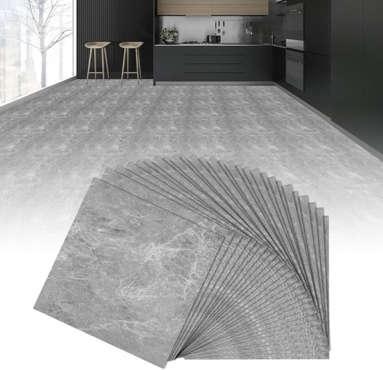 Carrelages de sol PVC autocollantes 30x30cm – 2,5 m² – Chêne Grijs – Sol vinyle aspect bois