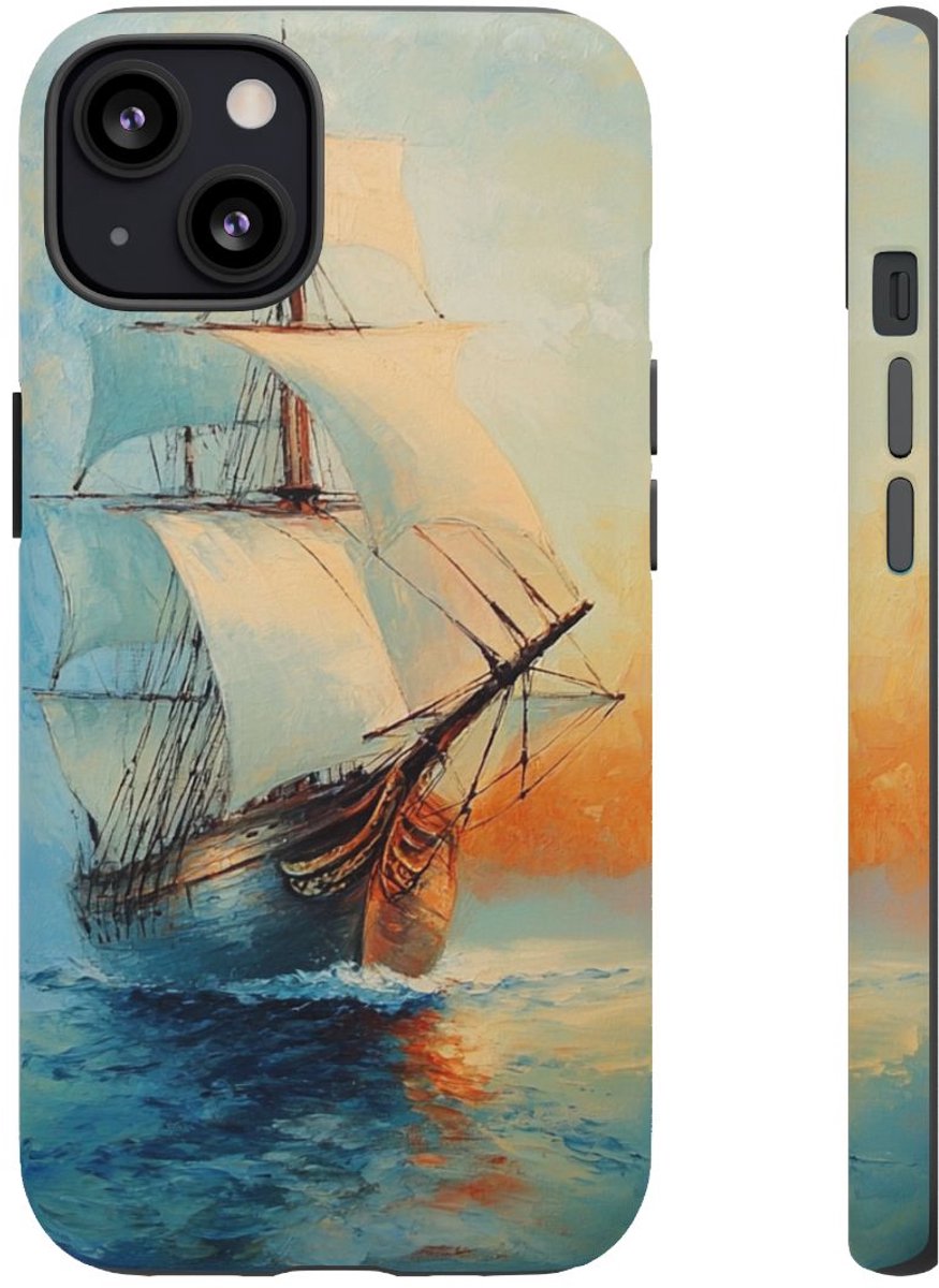 Zeilschip bij Zonsondergang – Telefoonhoesje Geschikt voor iPhone 13