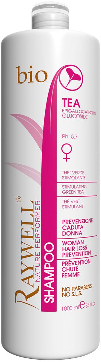 Raywell Tea - Shampoo tegen Haaruitval - Voor Vrouwen - Zonder Parabenen & SLS - 1000 ml