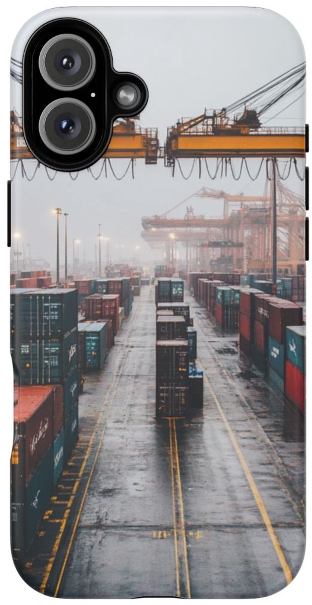 Vrachtcontainers en Havenkranen – Telefoonhoesje Geschikt voor iPhone 16 Plus