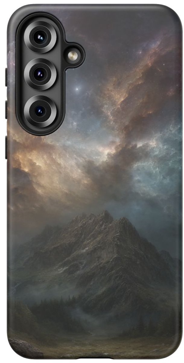 Majestueuze Bergtop met Kosmische Lucht – Telefoonhoesje Geschikt voor Galaxy S25 Plus