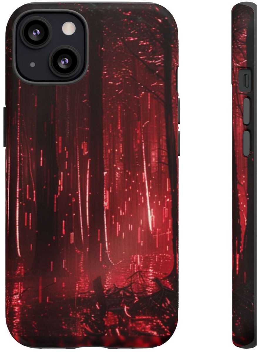 Donkerrood Verlichte Bos – Telefoonhoesje Geschikt voor iPhone 13