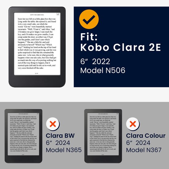 kwmobile e-reader hoesje geschikt voor Kobo Clara 2E hoes - E reader flip case met magnetische sluiting - Ereader cover - Visjespatroon design in blauw / lichtblauw / wit van Merkloos — afbeelding 2
