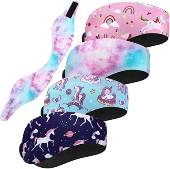 Allecto Plus - Zwemmen Hoofdband Set voor Volwassenen - 4 Stuks Neopreen - Oorbescherming en Sport Zweetband - Yoga Accessoires