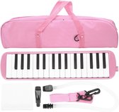 Bol.com Melodica Air Piano Keyboard 32 Toetsen met Mondstuk Buis - Geschikt voor Beginners - Roze aanbieding