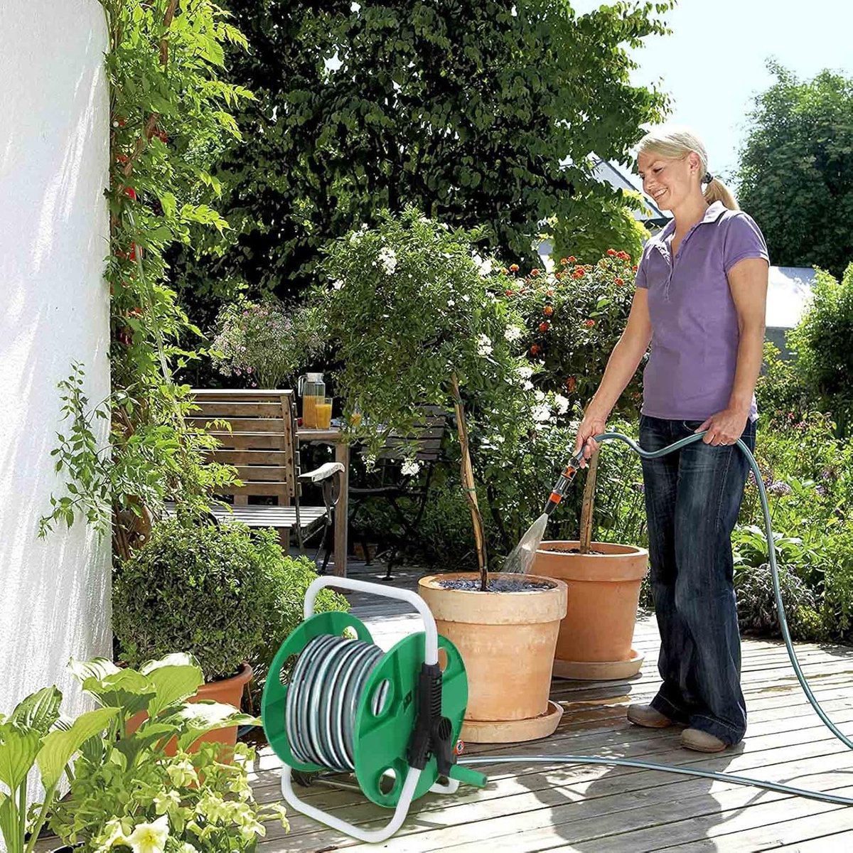 Tuinslanghaspel - Slanghouder - Slangenwagen - Slanghaspel - Wandslanghouder - Slangenbox - Slanggeleider - Tuinslangwagen - Houder Voor Tuinslangen - Tuinslang Opbergen - Watering Pipe Tube Storage Hanger - Zonder slang - Staand - Voor slang - Groen – foto 2