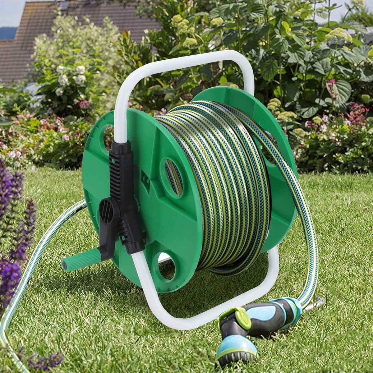 Tuinslanghaspel - Slanghouder - Slangenwagen - Slanghaspel - Wandslanghouder - Slangenbox - Slanggeleider - Tuinslangwagen - Houder Voor Tuinslangen - Tuinslang Opbergen - Watering Pipe Tube Storage Hanger - Zonder slang - Staand - Voor slang - Groen – foto 3