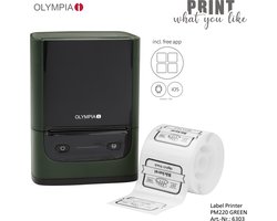 Olympia Thermische Label Printer P220 Wireless Groen - Incl. smartphone app - Bluetooth - USB - Incl. etiketten - Thuis | Kantoor | Hobby
