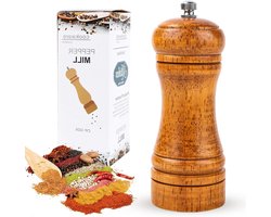 Titel: Houten Pepermolen en Zoutmolen - Verstelbare Keramische Molen voor Verse Specerijen - Handmatig Mini-molen voor Keukengebruik - Duurzaam Materiaal.