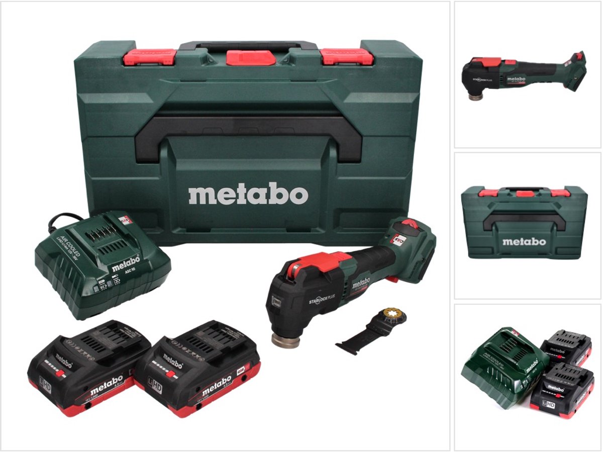 Metabo MT 18 LTX BL QSL accu multigereedschap 18 V Brushless Starlock Plus + 2x accu 4.0 Ah + lader + metaBOX