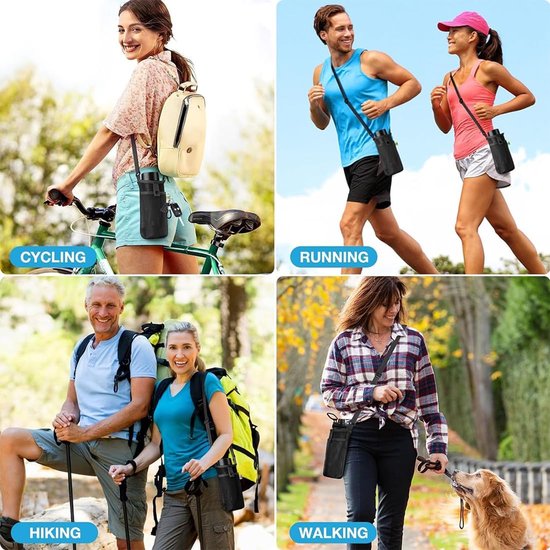 1 x waterflessentas, verstelbare riem, perfect voor strand, wandelen, kamperen en outdoorsporten, duurzaam en antislip materiaal, zwart — afbeelding 4