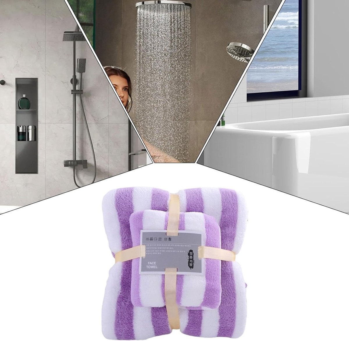 Badhanddoekensets, Absorberende Badhanddoeken, Zachte Douchewashandjes, Herbruikbare Katoenen Handdoekenset voor Sportschool, Strand, Zwembad, Salon en Camping