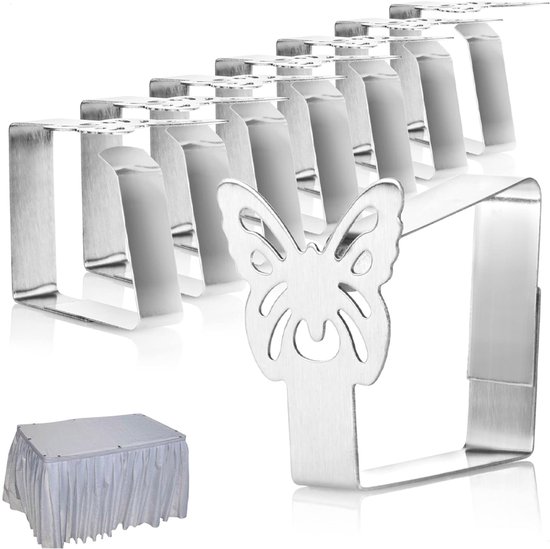 Foto: 8x tafelkleed klemmen rvs tafelkleedklemmen tafellakenklemmen tafelzeilklemmen tuinartikelen tafelkleed vastzetten tafellaken houder tafelclips voor het bevestigen van tafelkleden klemmetjes voor buiten en binnen 4 8 4 2cm