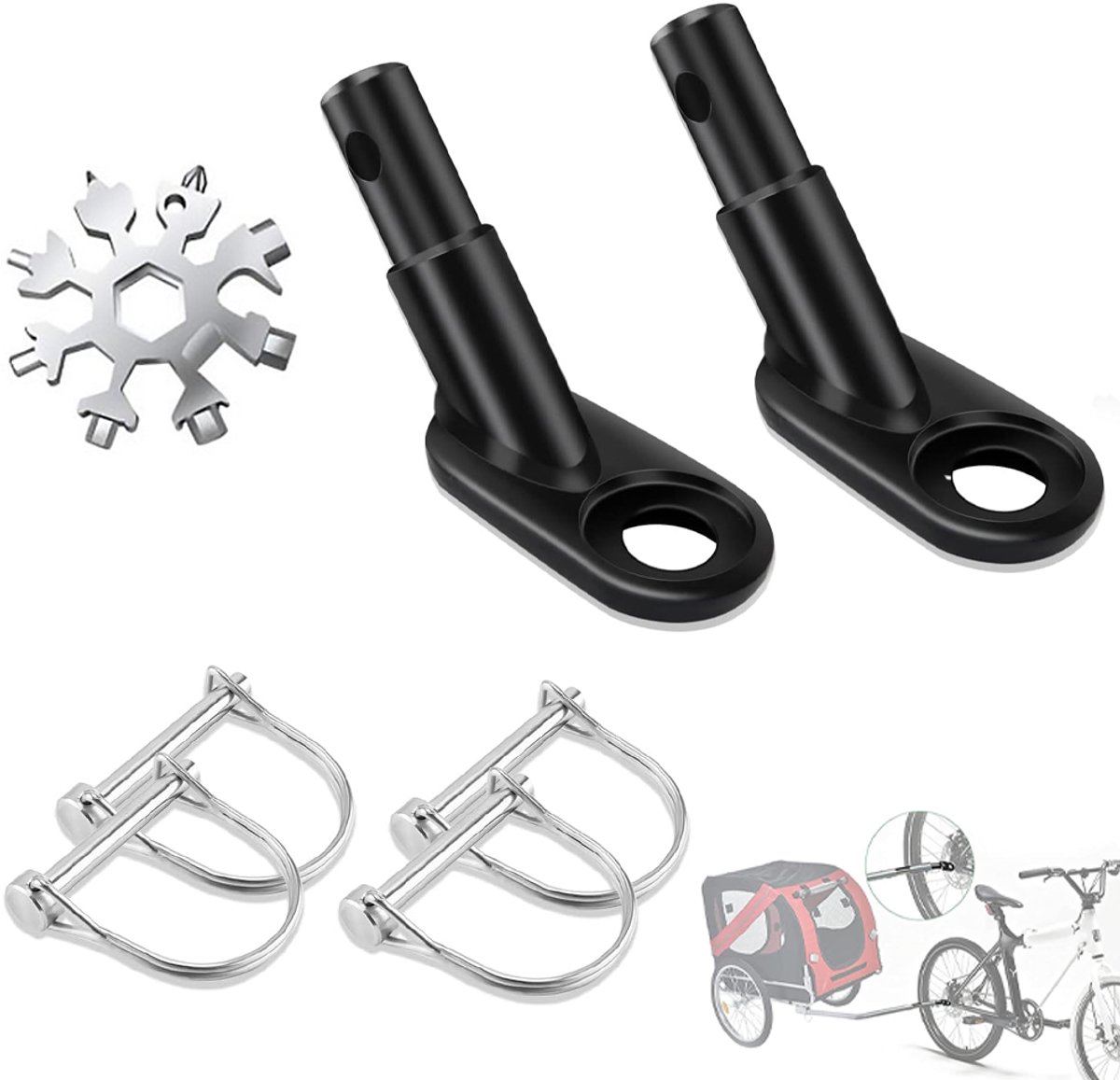 Fietskarkoppeling - Fietskar koppeling - Fietskar koppelingen - Fietsaccessoires - Koppelstuk - Koppeling - Fietskar - Fietskar kinderen koppeling - Diverse fietskaraccessoires - Universele Adapter -Geschikt voor honden- en kinderaanhangers