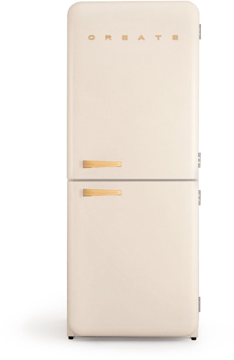 CREATE - Koelkast in retro stijl - Gebroken wit, Hout - FRIDGE RETRO COMBI 401 L