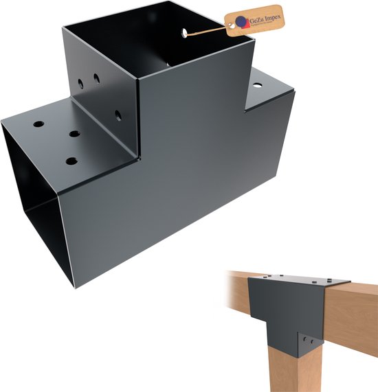 GeZu Impex Connecteur de Poteau en T 71x71 mm Revêtement en Poudre Anthracite