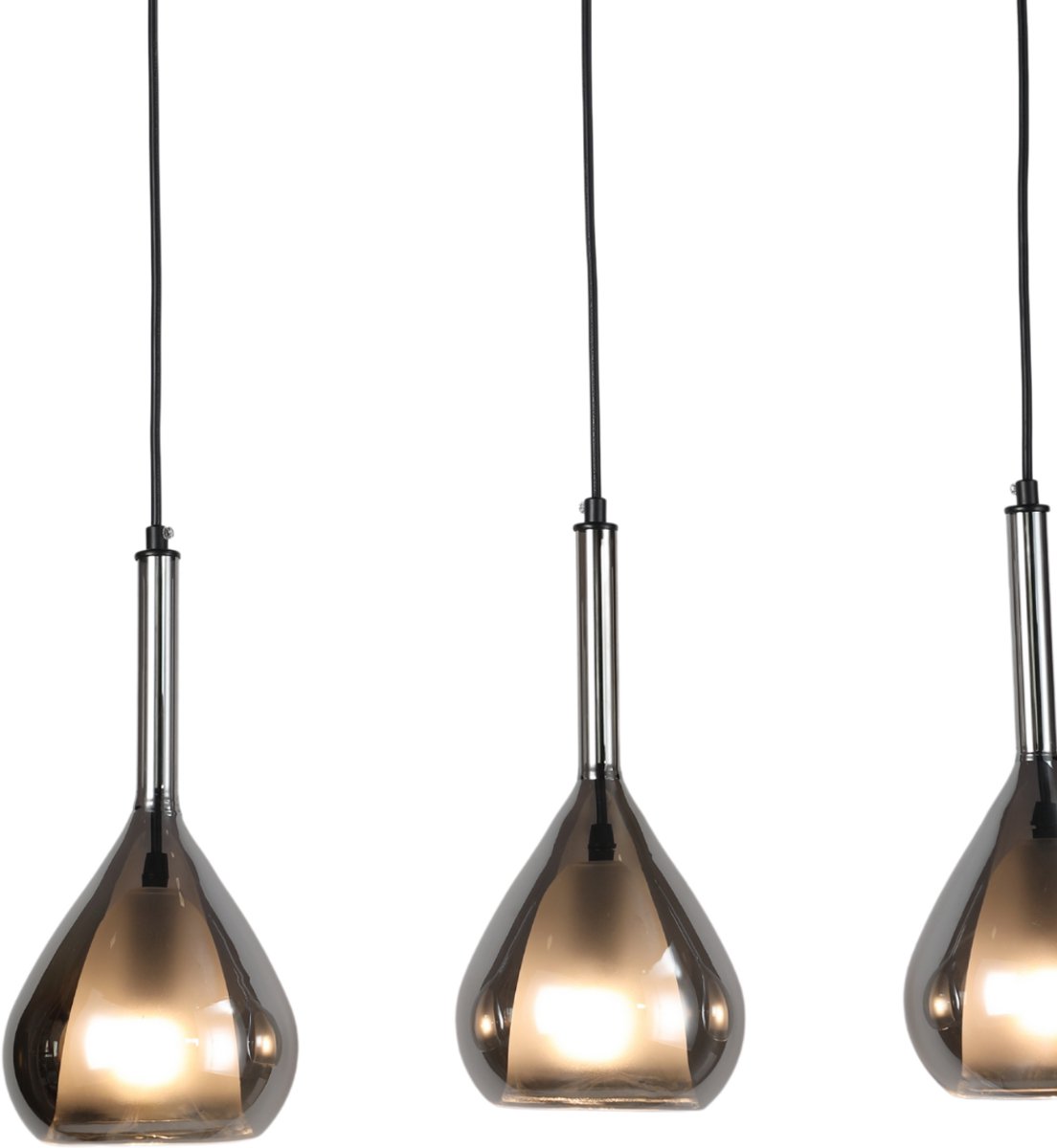 Hanglamp met 3 lichts - smoke en opaal glas - E14 fitting - kabels verstelbaar - modern