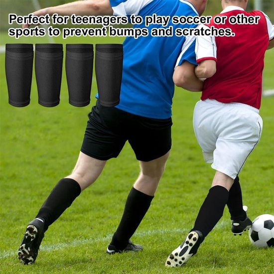 Allecto Plus - Scheenbeschermers 1 paar voetbalsokken voor kinderen en volwassenen beginners - ademend en antislip - zwart van Allecto Plus — afbeelding 5