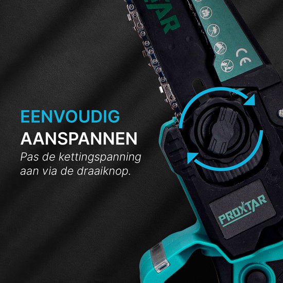 Mini tronçonneuse ProXtar – Tronçonneuse – Scie d'élagage – Scie à branches – Scie à main – Guide-chaîne de 6 et 8 pouces – 2 batteries de 4 000 mAh – Coffret de rangement et 6 Colliers inclus – Lubrification automatique de la chaîne – Sans balais