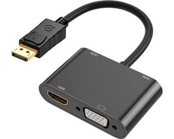 DisplayPort naar HDMI Adapter + VGA - HDMI Kabel - DisplayPort Verloopstuk - HDMI Poort - VGA Poort - Monitor Kabel - 4K Ultra HD 30Hz - 2 in 1 Adapter