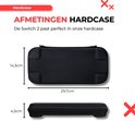 Afmetingen van de zwarte hardcase voor Switch 2: 29,7 cm x 14,3 cm x 4,5 cm.