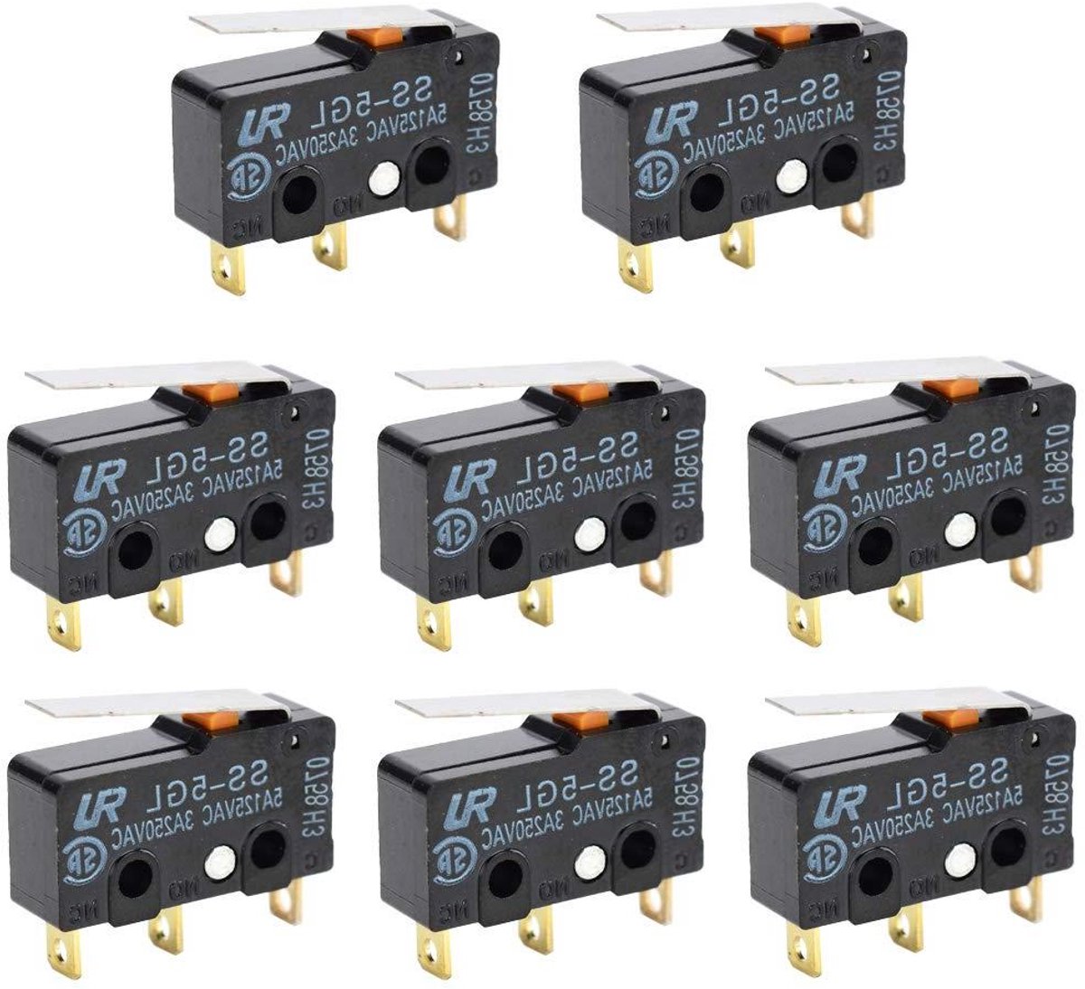 Allecto Plus - Microschakelaar 5 A 250 V zwart eindschakelaar met drukknop