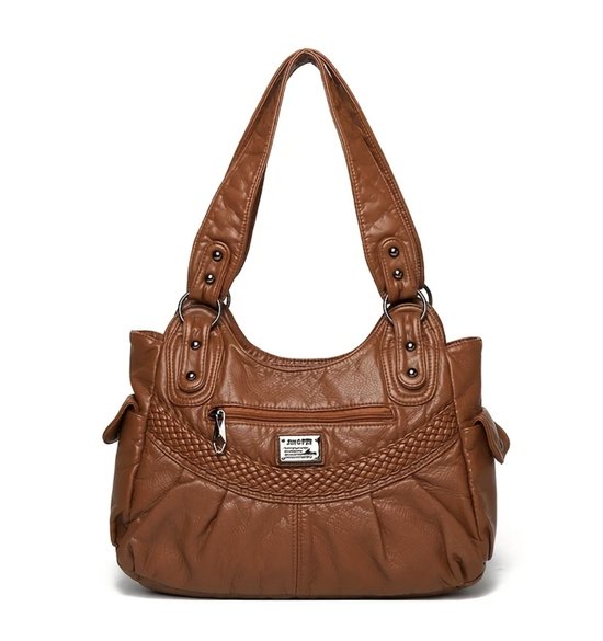 Sac à bandoulière tendance en cuir PU souple de grande capacité N3 Collecties - Marron