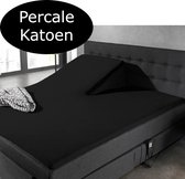 Hoogwaardige Percale Katoen Splittopper Extra Lang Hoeslaken Zwart | 180x220 | Ademend En Zacht | Duurzaam