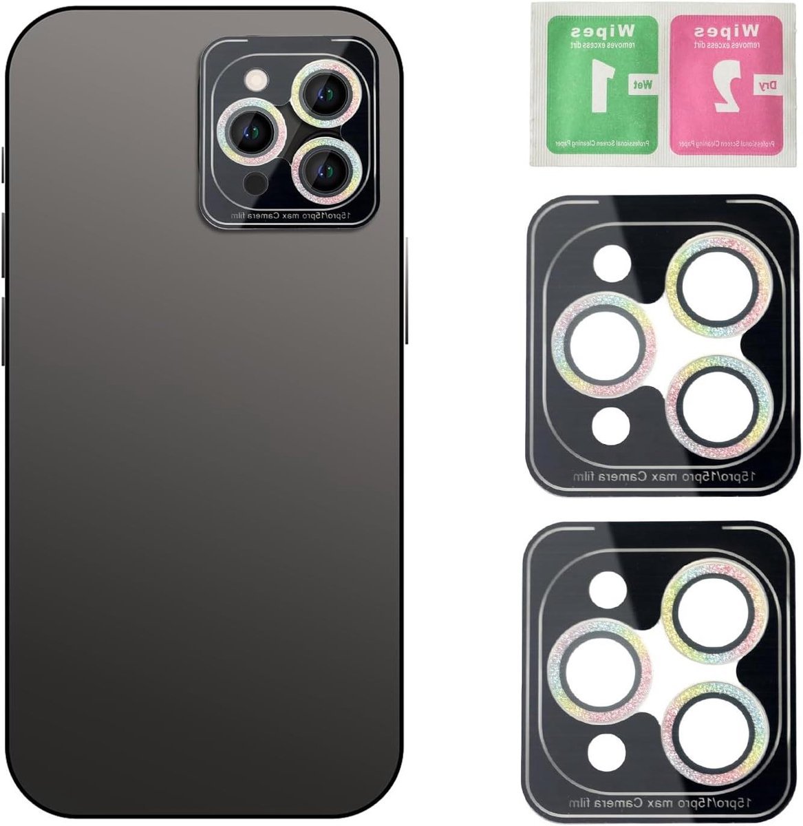 Allecto Plus - 2-pack camera lensbeschermers voor iPhone - Krasbestendig - Sterke hechting - Compatibel met iPhone 14 Pro - Diamant - Bescherming - Ultra HD - 15 Pro Max - Zoekwoord 1 - Zoekwoord 2