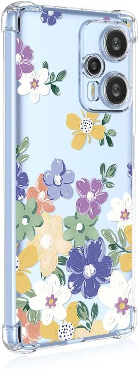 Allecto Plus - 360° telefoonhoes voor optimale bescherming van smartphone - krasbestendig en ultradun - transparante TPU hoes - bloemmotief - geschikt voor Xiaomi Poco F5