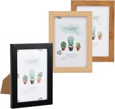 Allecto Plus - Fotolijst 10 x 15 cm houten frame eiken 3 stuks veelzijdige fotolijsten wandmontage tafelblad - voor familie- en trouwfoto's
