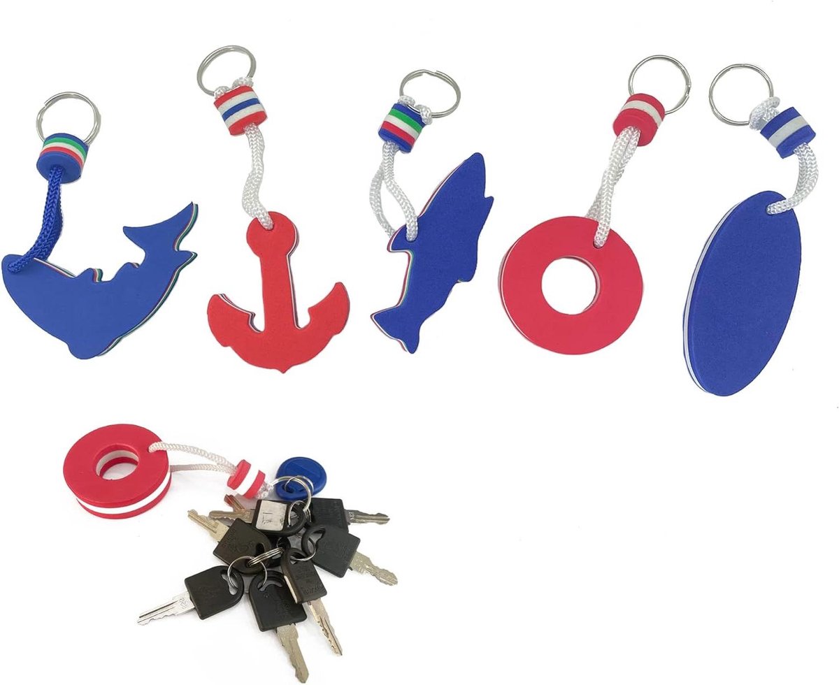 Allecto Plus - Drijvende Sleutelhangers (5 stuks) - Accessoires voor Marine en Watersport - Boei, Boot, Anker - Zwemmen, Kajakken, Strand - Outdoorsport - EVA-vormen