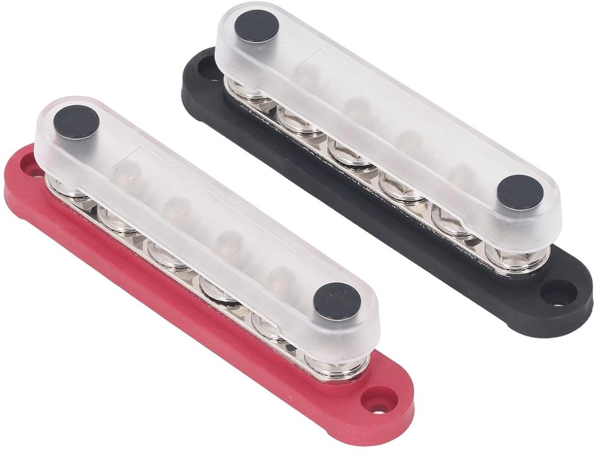 Allecto Plus - 2 stuks M8 Koperen Plaat RVS 150A Bus Bar Klemmenblok - Eenvoudige Installatie voor Voertuigen en Vaartuigen