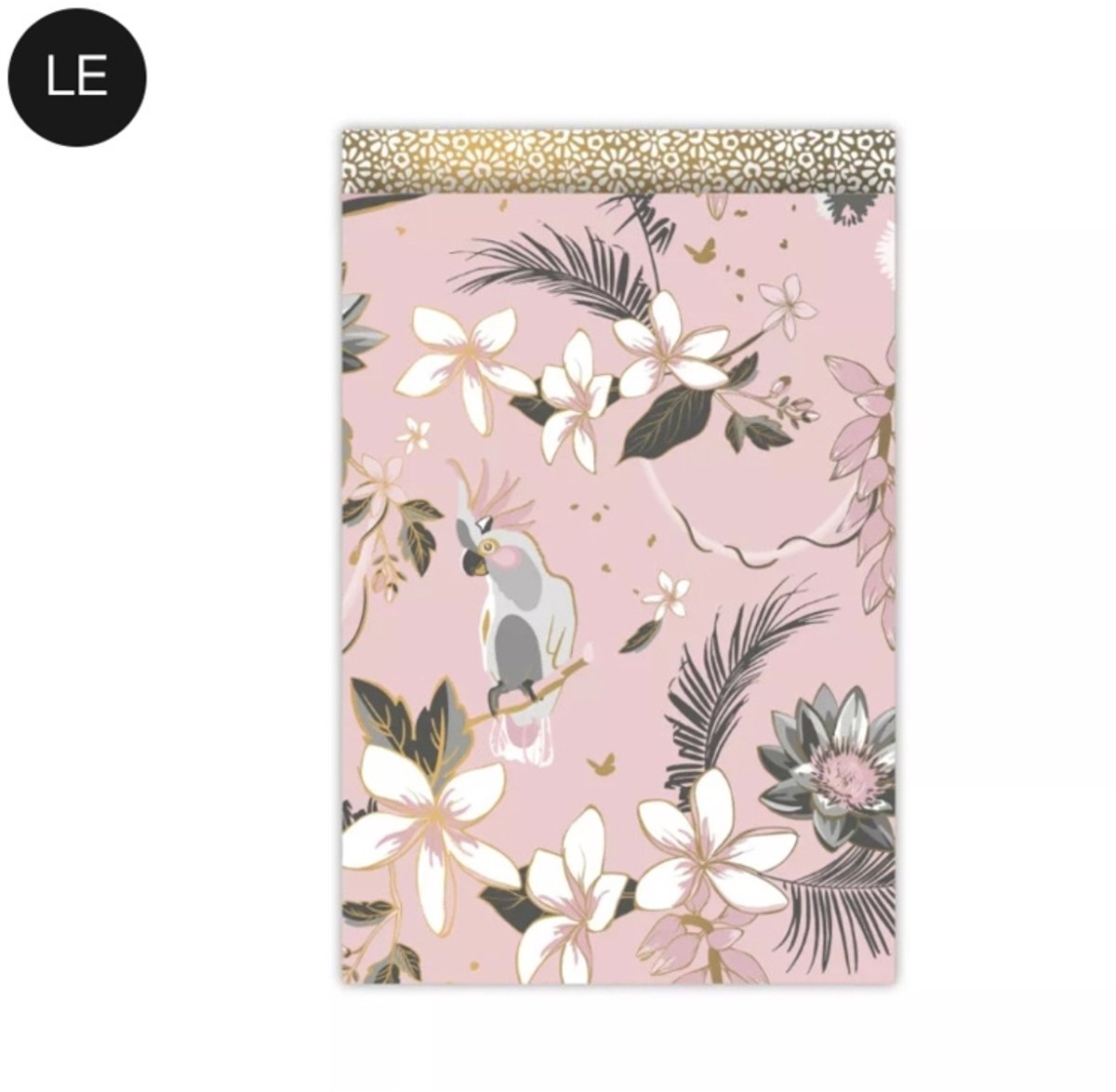 5x Tropisch Roze / Goud vogel 17x25cm -cadeauzakje - leukinpakken - giftbag - roze - summer - inpakzakje - verpakking - cadeauverpakking