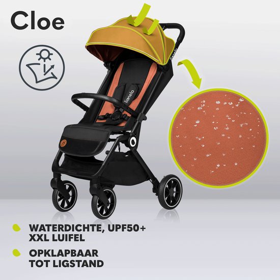 Lionelo Buggy Cloe - Kinderwagen Premium + - tot 22 kg - verstelbare rugleuning - 5-punts veiligheidsgordels - grote zwenkwielen - klamboe - bekerhouder - lichtgewicht - compact - waterdicht van LIONELO — afbeelding 3