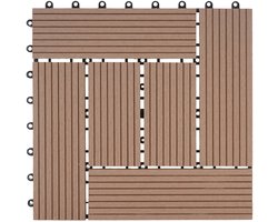WPC vloertegel Rhone, houtlook balkon/terras, 11x elk 30x30cm = 1m² ~ Premium, teak offset