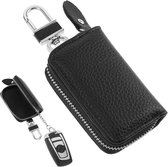 Allecto Plus - Leren sleutelhanger voor heren met ritssluiting en haak - Praktische sleutelhouder voor auto en poort - Sleutelhanger van leer met afstandsbediening - Stijlvolle etui voor sleutels in diverse kleuren