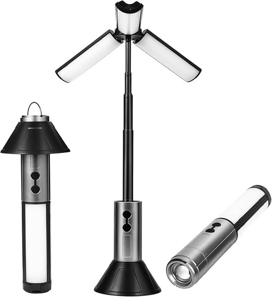 Lanterne de camping télescopique - Éclairage de camping pliable - Éclairage de tente avec batterie 3000 mAh - Éclairage de secours - Camping - Rechargeable - Pliable - Lampe de camping - Lampe de tente
