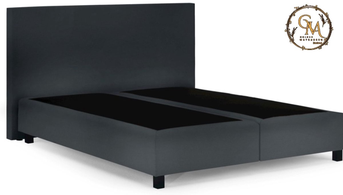 Boxspring SleepEase - 180x200 Zonder matras - Antraciet Glad - Golden Matrassen Zeeland