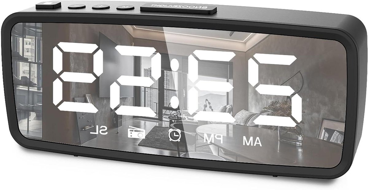 Allecto Plus - Radio wekker met FM-bereik, 15 niveaus volume, luide wekker voor senioren en zware slapers, 2 ringgeluiden, batterij- en kabelvoeding, zwart - Ideaal voor thuis