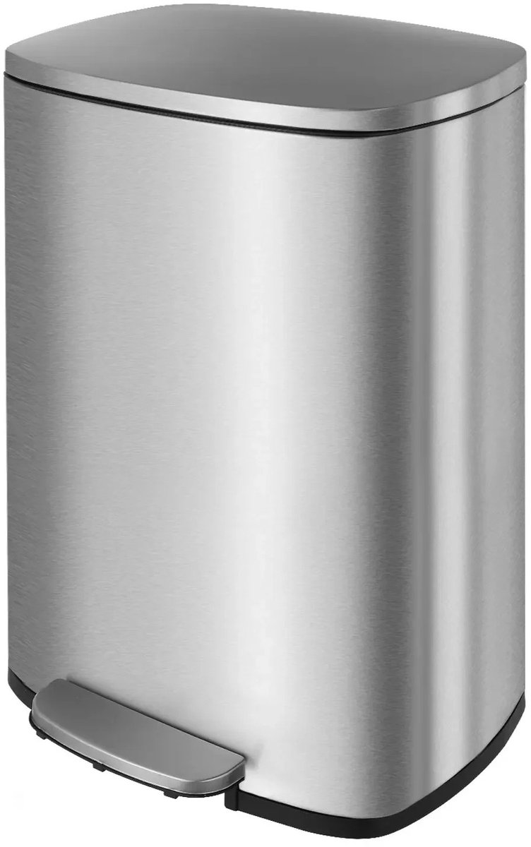 Prullenbak - Keuken Vuilnisbak - 50 Liter - Roestvrij Staal - Soft Close Deksel - Pedaalemmer - Fingerprintproof - Met Binnenemmer - Voor Keuken, Badkamer, Kantoor, Woonkamer – Stijlvol & Hygiënisch