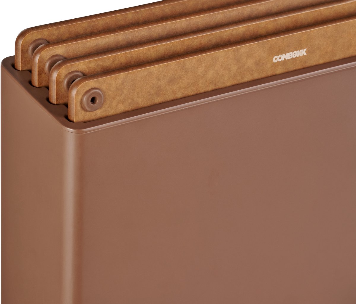 Combekk Snijplankenset 4pcs - 100% Gerecycled ABS en FSC Geperst Hout – Microplasticvrij - Antibacterieel - Vaatwasser bestendig – Bruin – 20x30 cm — afbeelding 4