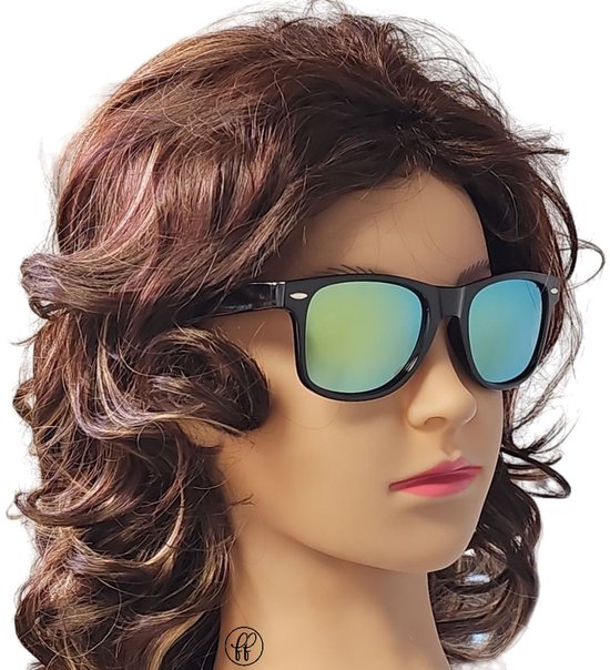 Fako Fashion - 3x Heren Zonnebril - Dames Zonnebril - Classic - UV400 - Mat Zwart - Groen/Gele Spiegelglazen - 3 Stuks van Fako Fashion® — afbeelding 5