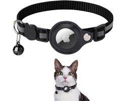 1 stuk Airtag Kattenhalsband, reflecterende GPS-halsband voor kat met bel, verstelbare kattenhalsband, geïntegreerde trackerhouder, compatibel met Apple AirTag, voor Cat Collar(zwart)