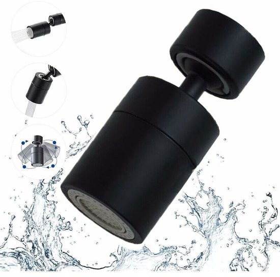 Kraanbeluchter, 360 Graden Draaibaar, 2 Standen Verstelbare Keukenkraan Filter Bubbler Voor Keuken Badkamer 22 Mm Interne Draad Zwart 1stk62792651057