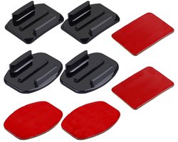 PULUZ 2 gebogen mounts + 2 vlakke mounts + 4 stickers,Geschikt voor GoPro Hero11 zwart/HERO10 zwart /9 zwart /8 zwart / 7/6/5/5 sessie /4 sessie / 4/3 + / 3/2/1,DJI Osmo actie en andere actie camera's