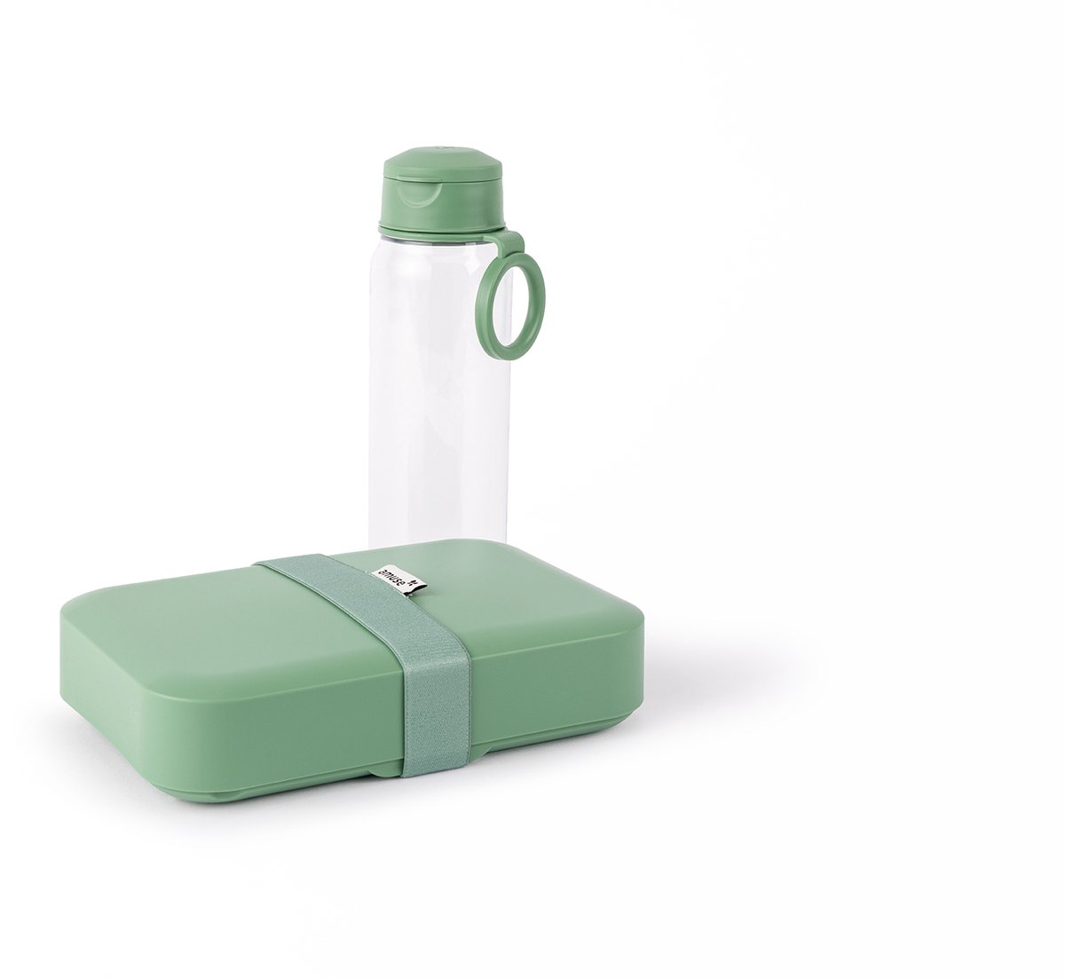 Amuse Sage Set - Waterfles 500ml en Lunchbox Large - BPA vrij - Lekvrij - Schoolset - Broodtrommel & Drinkfles