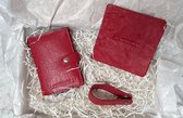 Porte-cartes Lundholm Rouge - Coffret cadeau pour femme - cadeau pour petite amie - coffret cadeau - boîte cadeau - boîte aux lettres - porte-cartes de crédit - sous-verres - cuir - Rouge